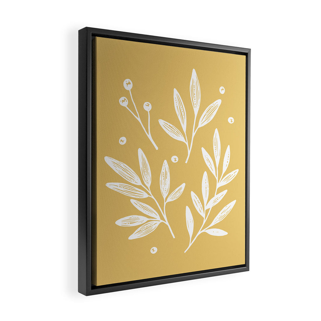 Botanic Pattern - White Yellow Framed Canvas Print Gallery Image 2