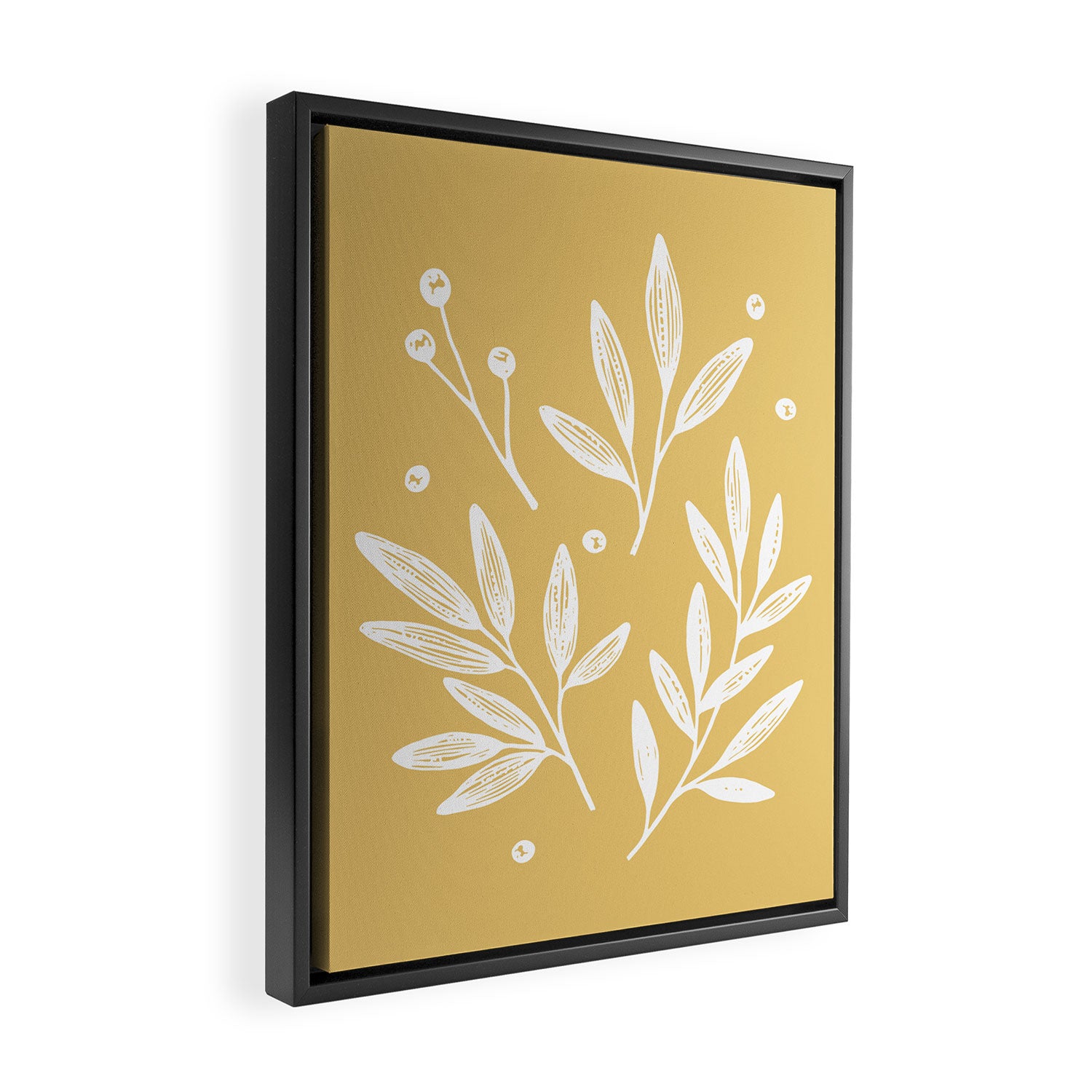 Botanic Pattern - White Yellow Framed Canvas Print Gallery Image 2