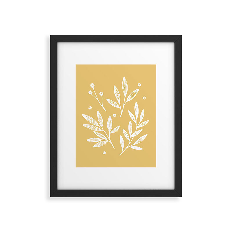 Botanic Pattern - White Yellow Framed Art Print Gallery Image 5