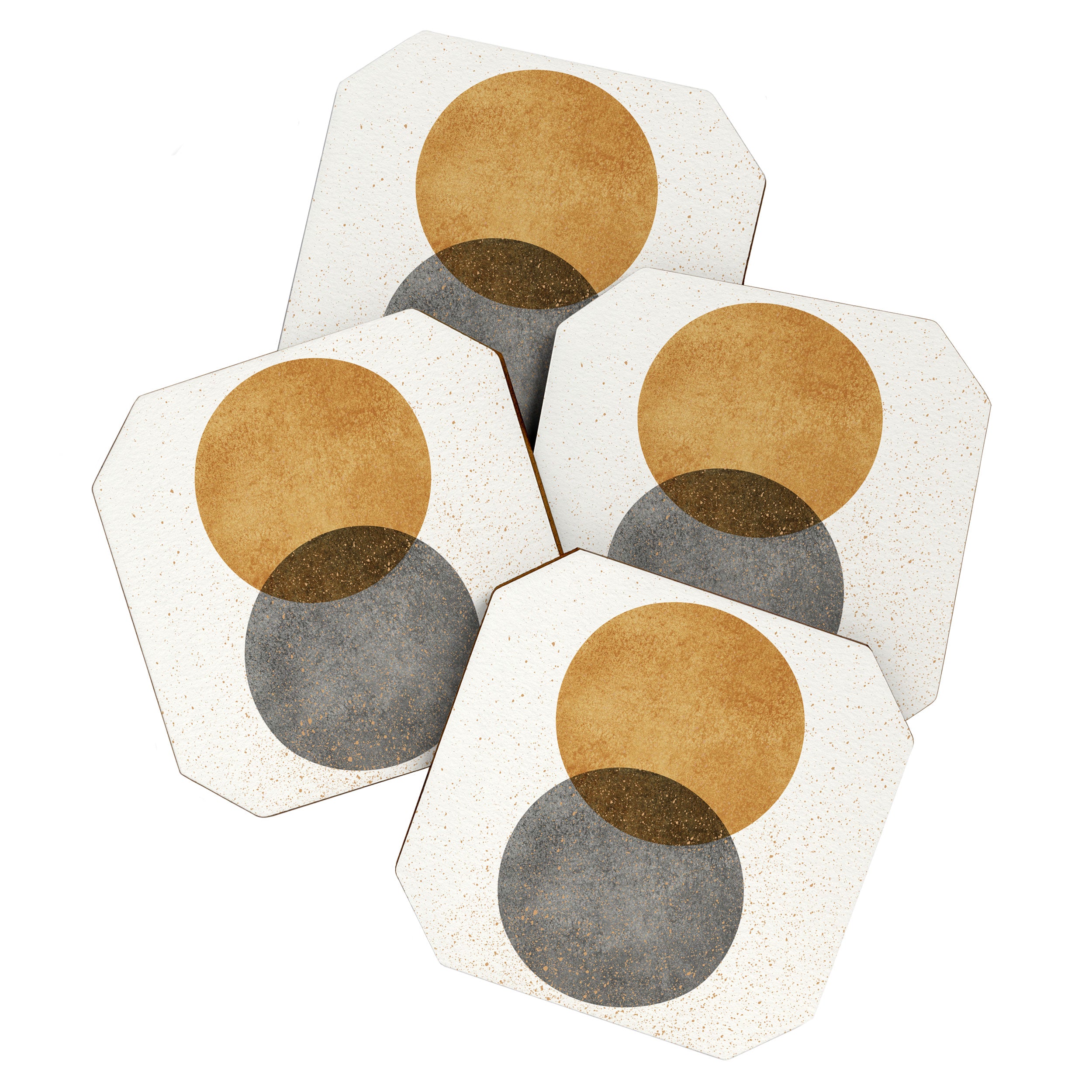 Circle Abstract - Gold Grey Texture Coaster Gallery Image 1