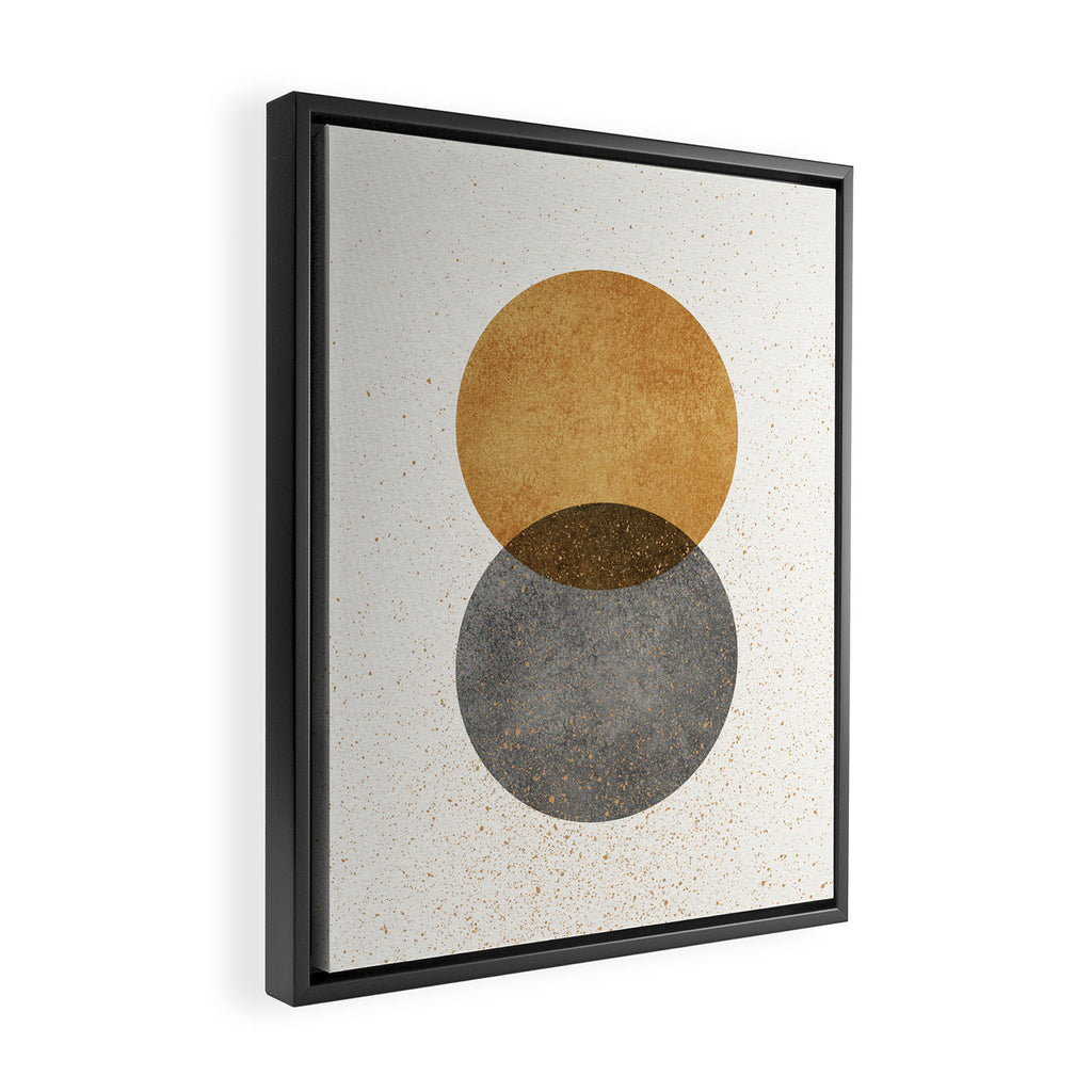 Circle Abstract - Gold Grey Texture Framed Canvas Print Gallery Image 2