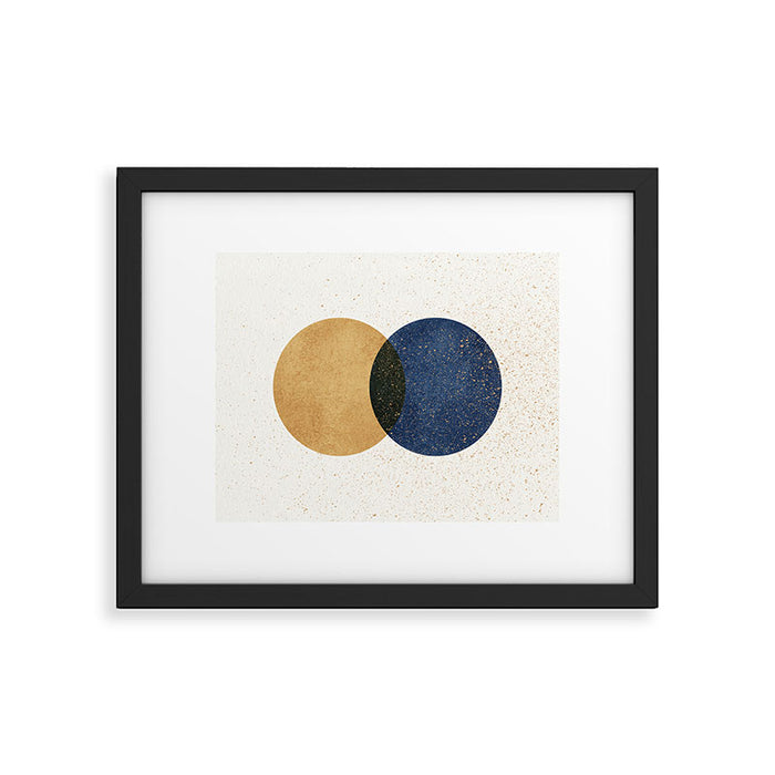 Circle Abstract - Gold Navy Blue Texture Framed Art Print Gallery Image 1