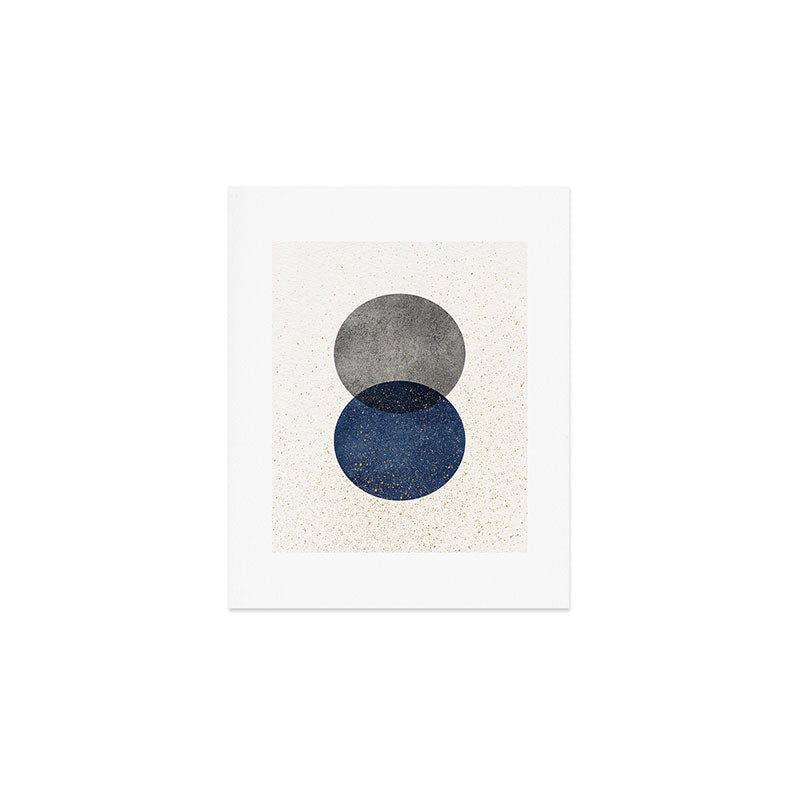 Circle Abstract - Grey Navy Texture Art Print Gallery Image 1