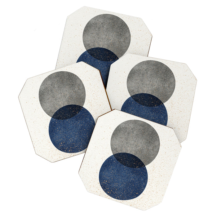 Circle Abstract - Grey Navy Texture Coaster Gallery Image 1