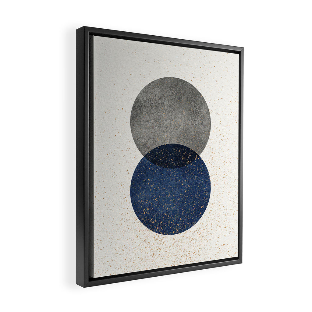 Circle Abstract - Grey Navy Texture Framed Canvas Print Gallery Image 2
