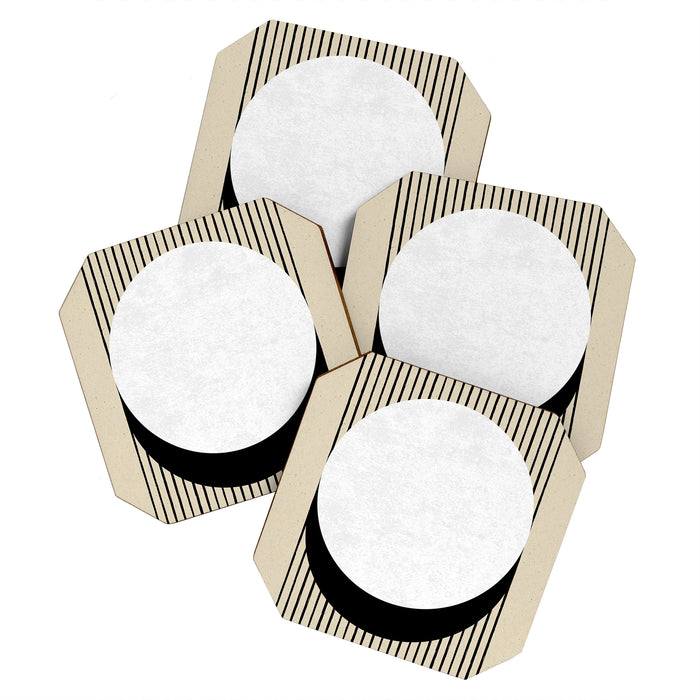 Circle black and white Stripes Coaster Gallery Image 1
