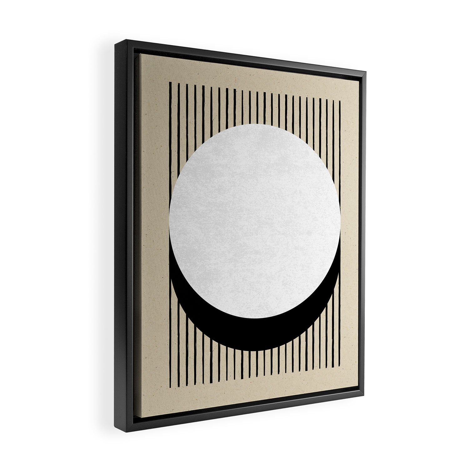 Circle black and white Stripes Framed Canvas Print Gallery Image 2