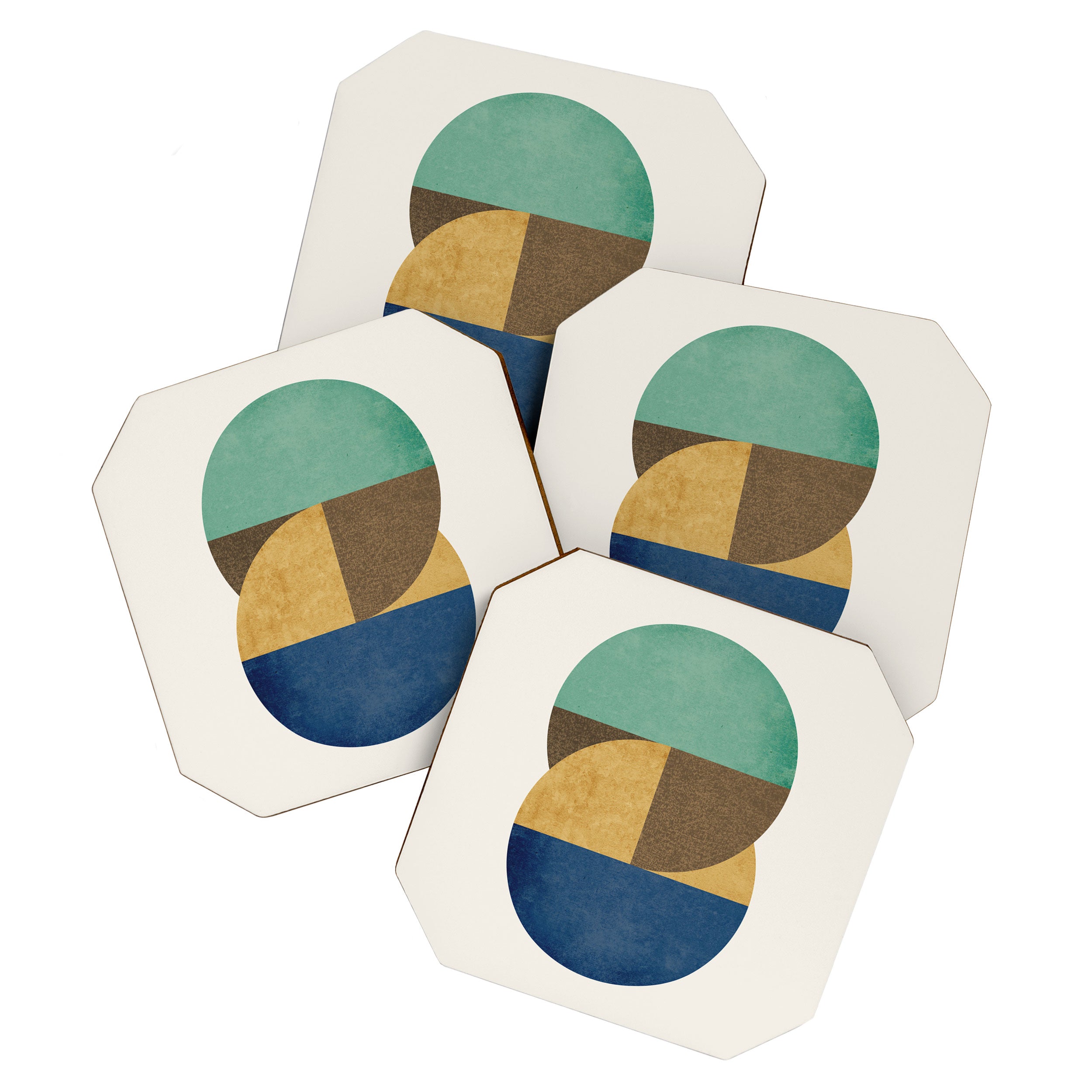 Circle color pieces abstract geometric Coaster Gallery Image 1