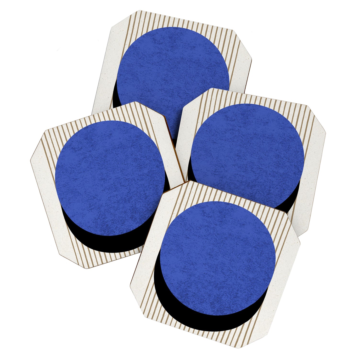 Circle Navy Blue Stripes Coaster Gallery Image 1