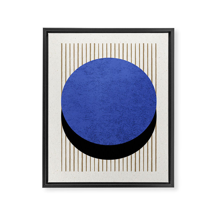 Circle Navy Blue Stripes Framed Canvas Print Gallery Image 1