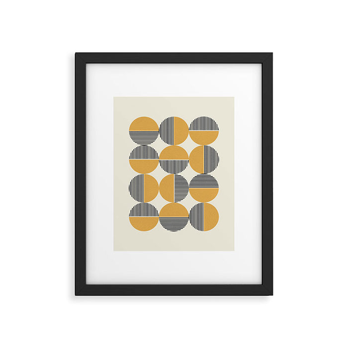 Circle pattern mid-century style Framed Art Print Gallery Image 1