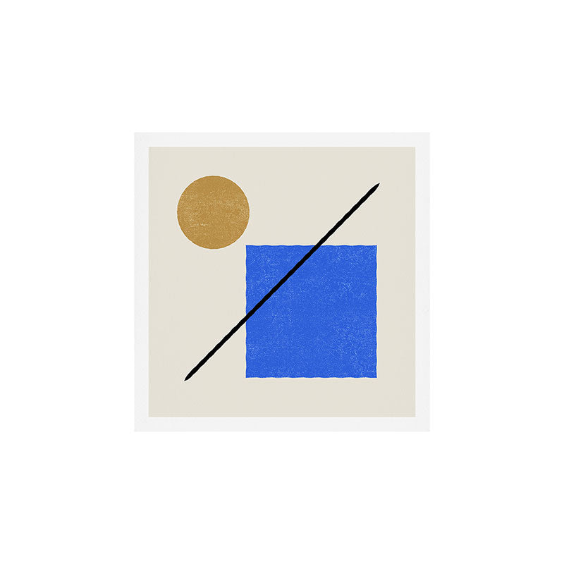 Circle Square Line - Blue Gold Art Print Gallery Image 1