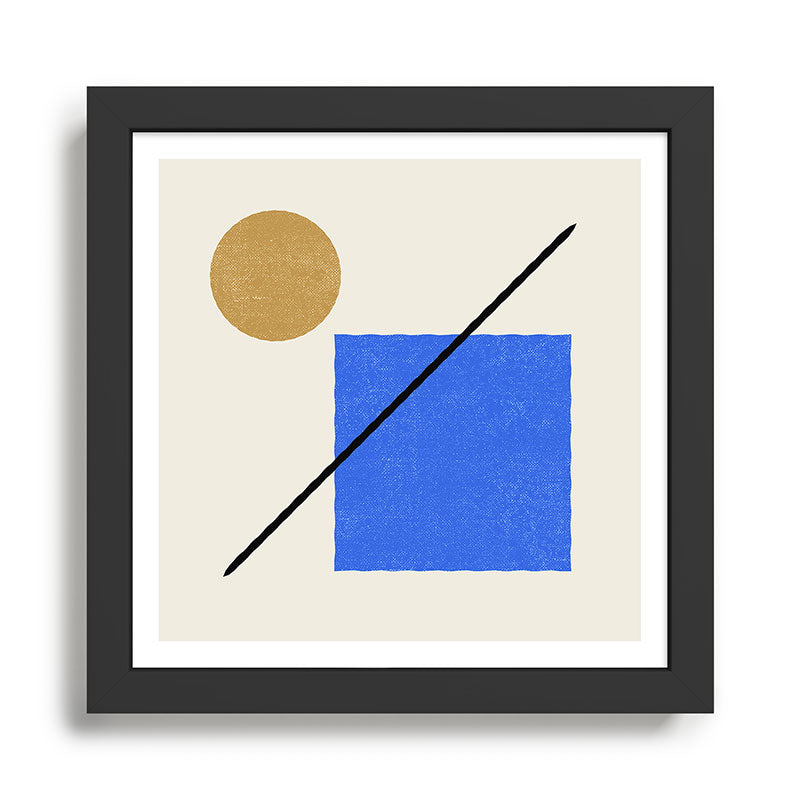 Circle Square Line - Blue Gold Framed Art Print Gallery Image 1
