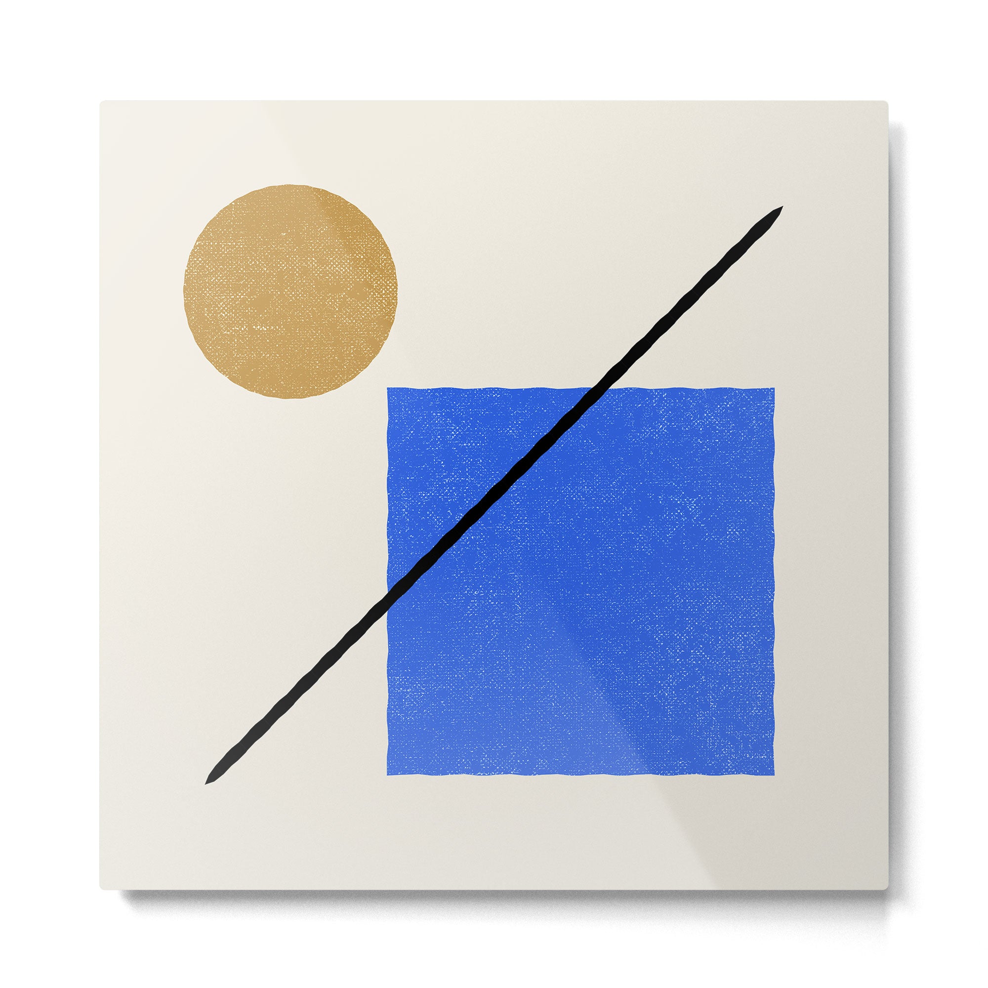 Circle Square Line - Blue Gold Metal Print Gallery Image 2