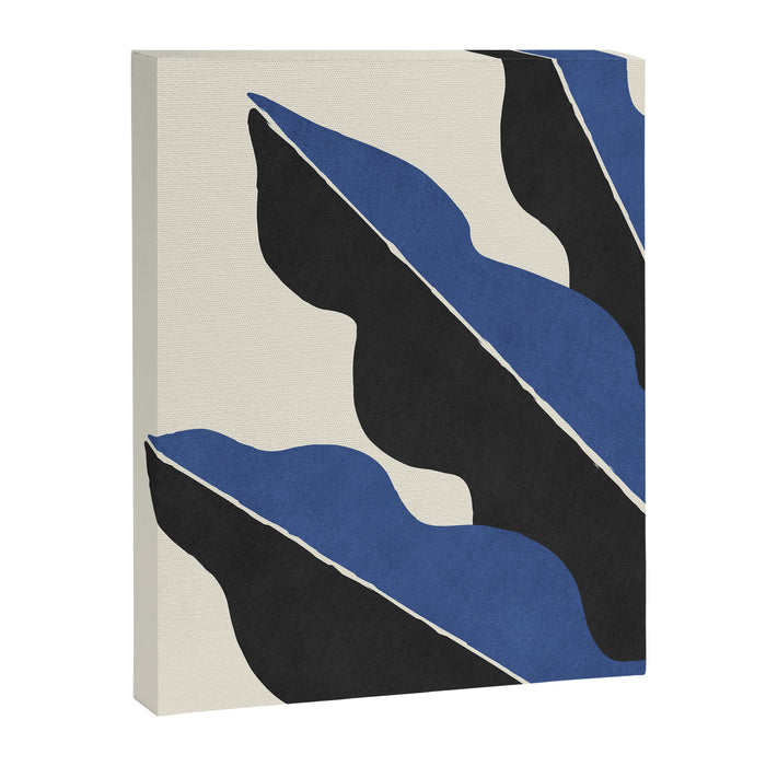 Color Block Abstract Leaf - Blue Black  Canvas Print Gallery Image 1