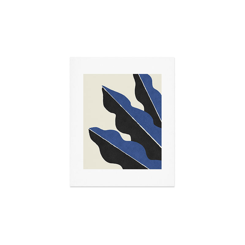 Color Block Abstract Leaf - Blue Black  Art Print Gallery Image 1