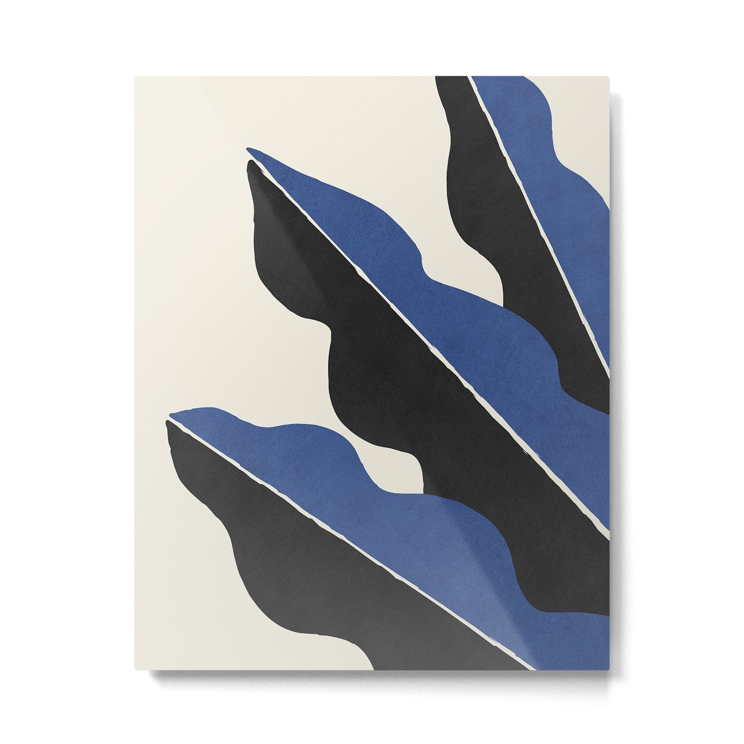 Color Block Abstract Leaf - Blue Black  Metal Print Gallery Image 4