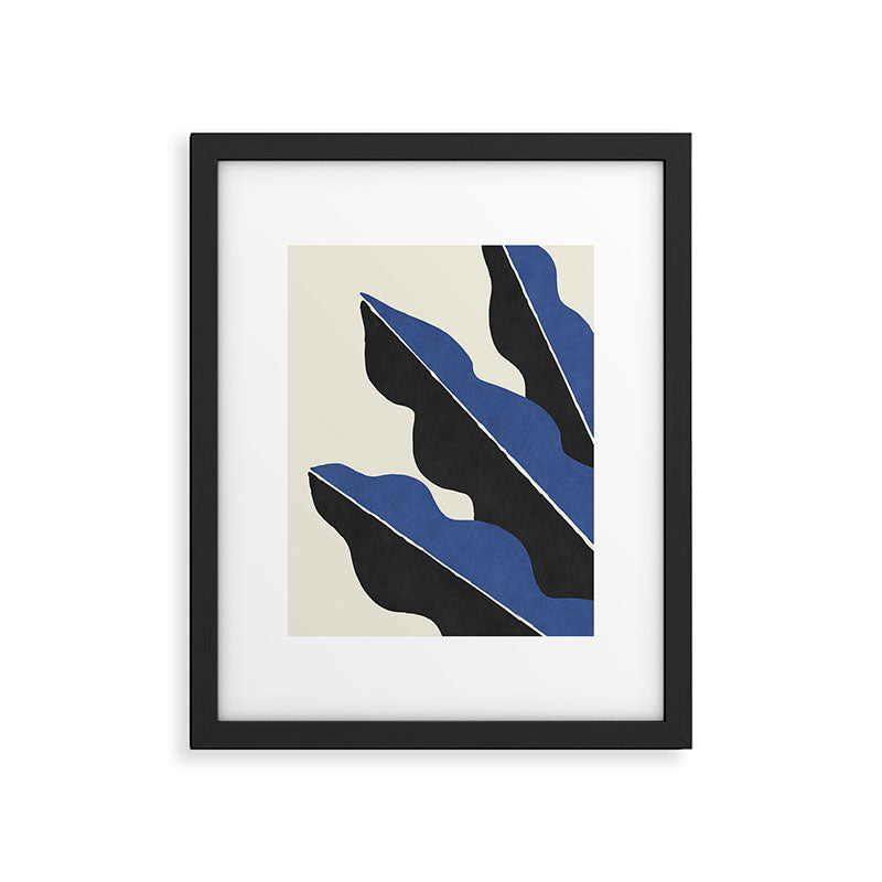 Color Block Abstract Leaf - Blue Black  Framed Art Print Gallery Image 5