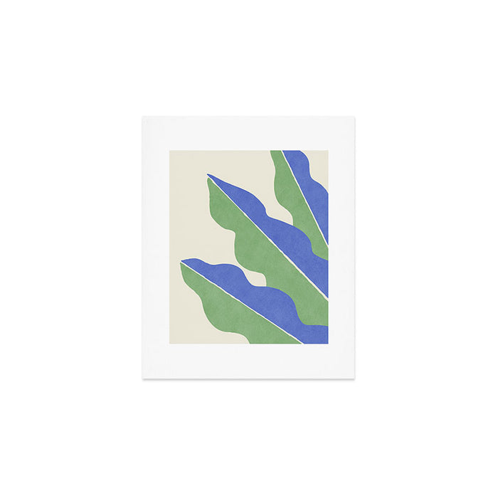 Color Block Abstract Leaf - Blue Green Art Print Gallery Image 1