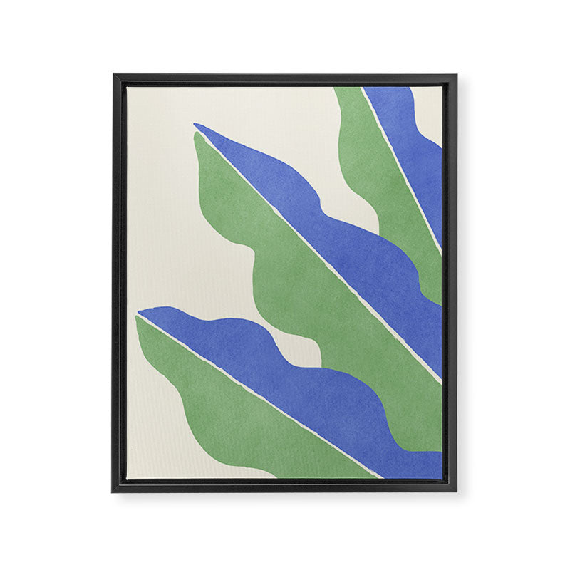 Color Block Abstract Leaf - Blue Green Framed Canvas Print Gallery Image 6