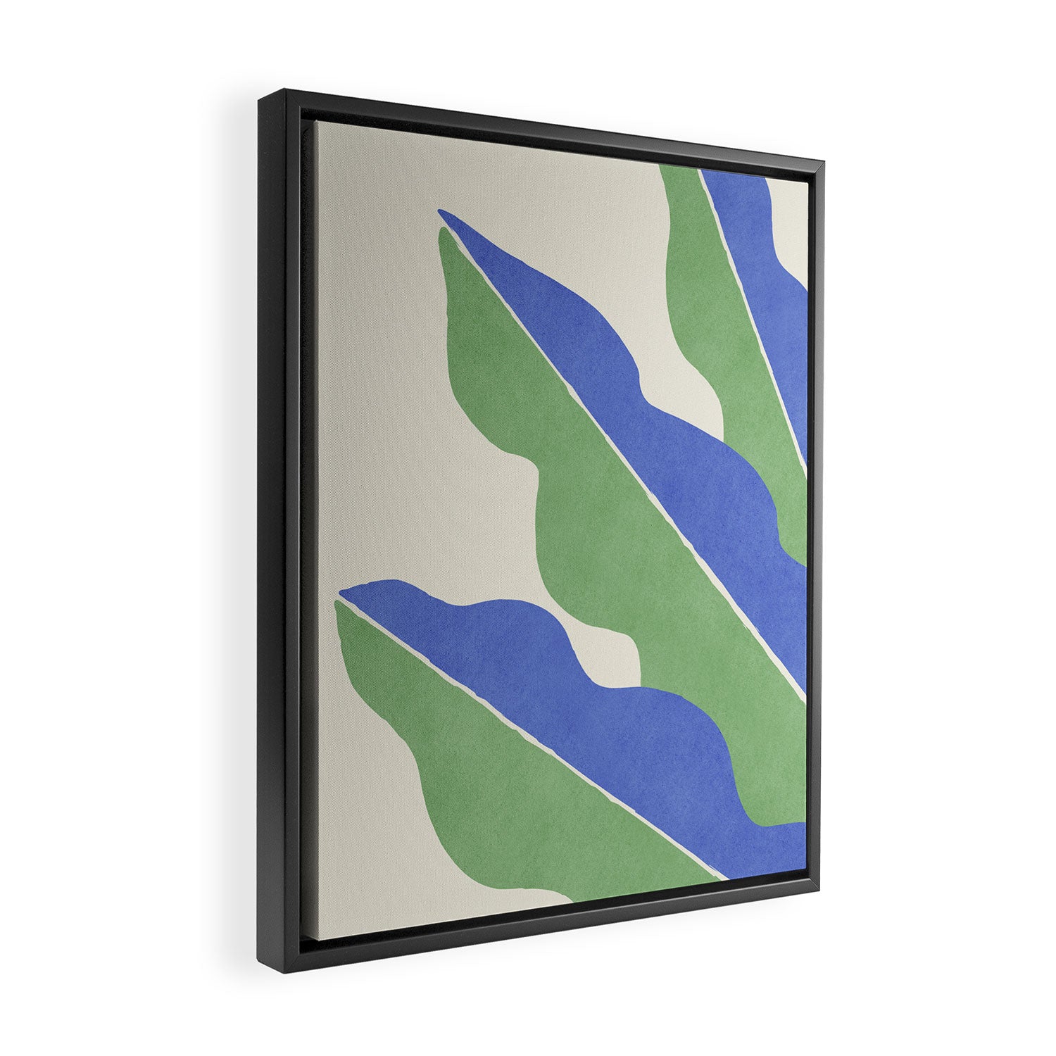 Color Block Abstract Leaf - Blue Green Framed Canvas Print Gallery Image 2