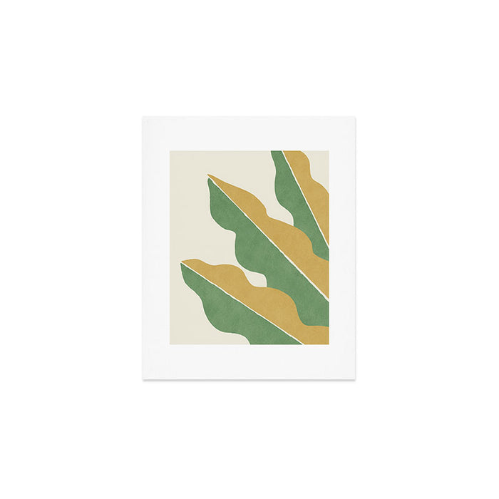 Color Block Abstract Leaf - Gold Green Art Print Gallery Image 1