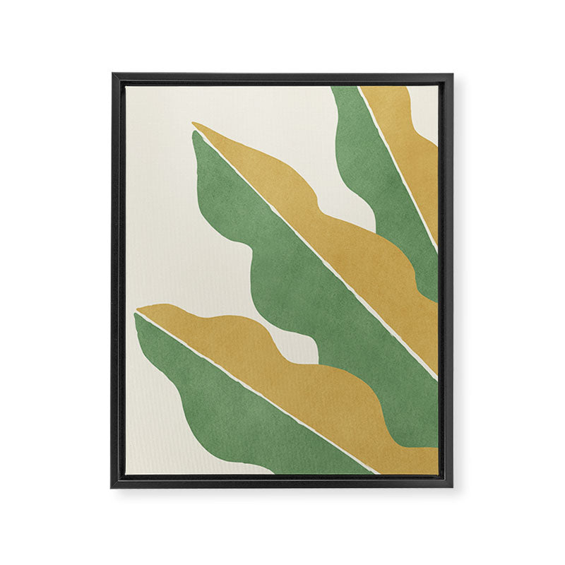 Color Block Abstract Leaf - Gold Green Framed Canvas Print Gallery Image 6