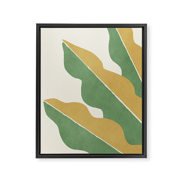 Color Block Abstract Leaf - Gold Green Framed Canvas Print Gallery Image 1