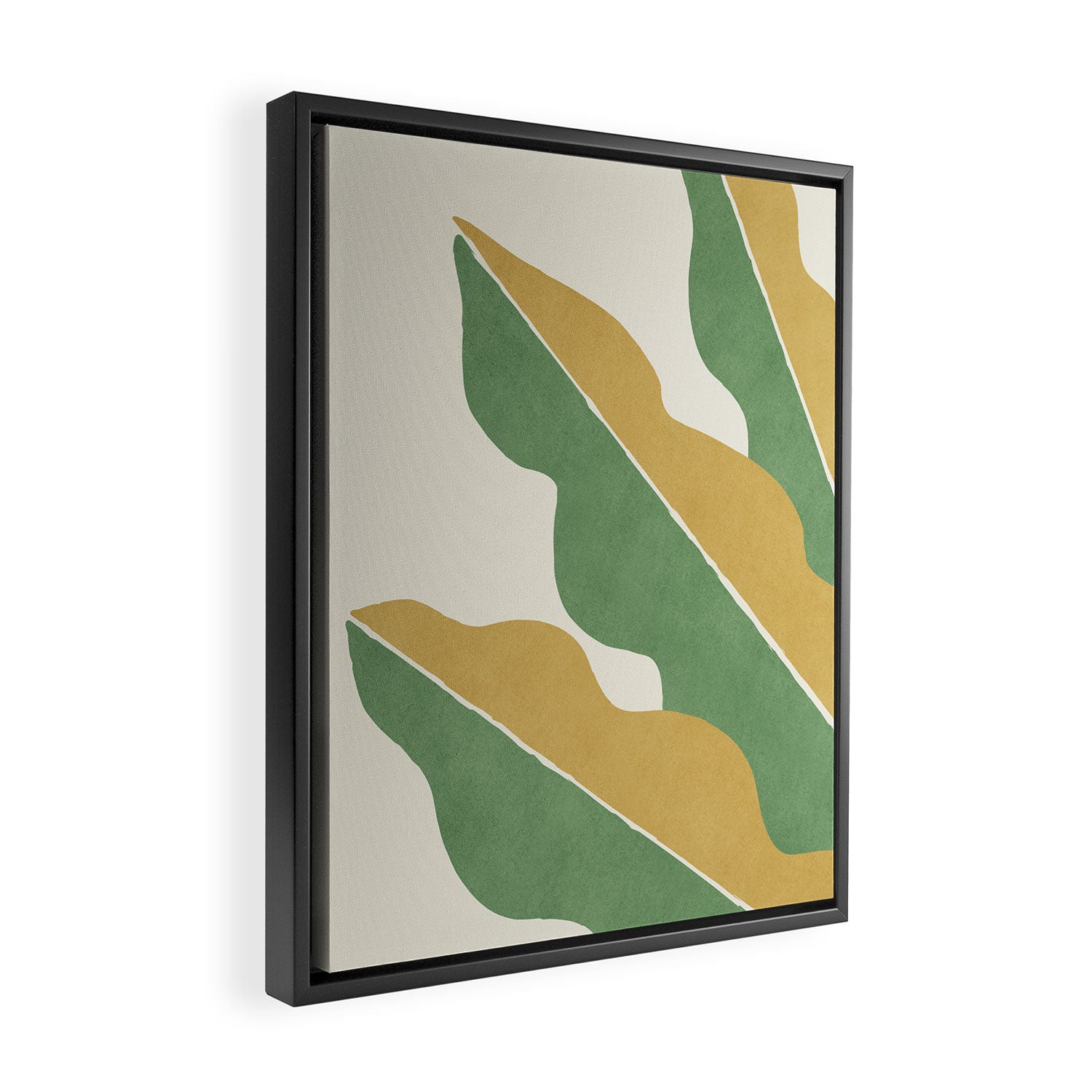 Color Block Abstract Leaf - Gold Green Framed Canvas Print Gallery Image 2