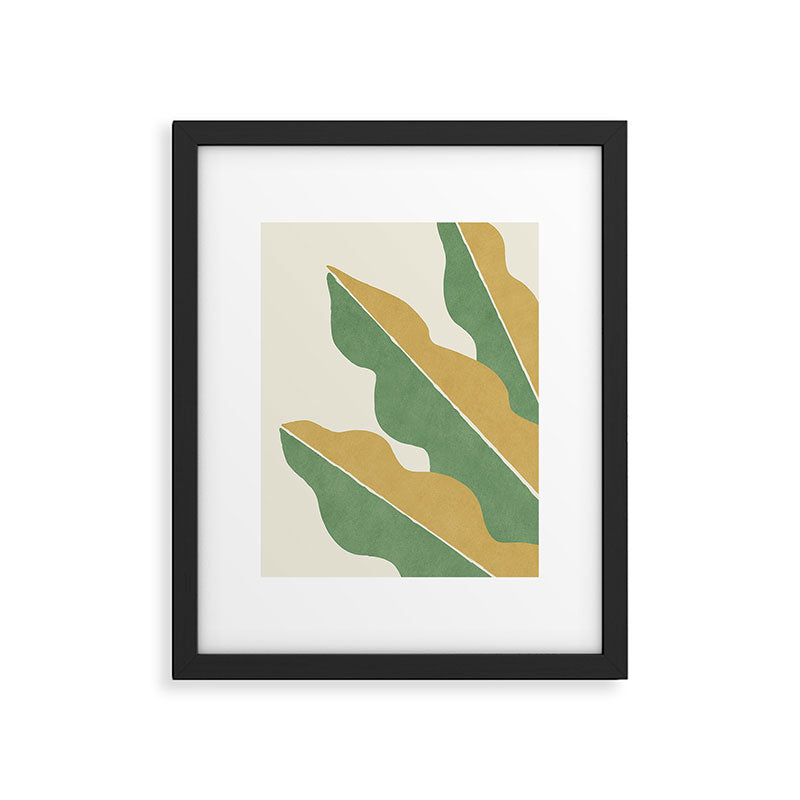 Color Block Abstract Leaf - Gold Green Framed Art Print Gallery Image 5
