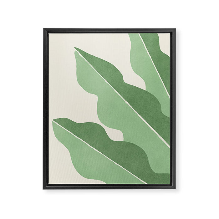 Color Block Abstract Leaf - Green Framed Canvas Print Gallery Image 1