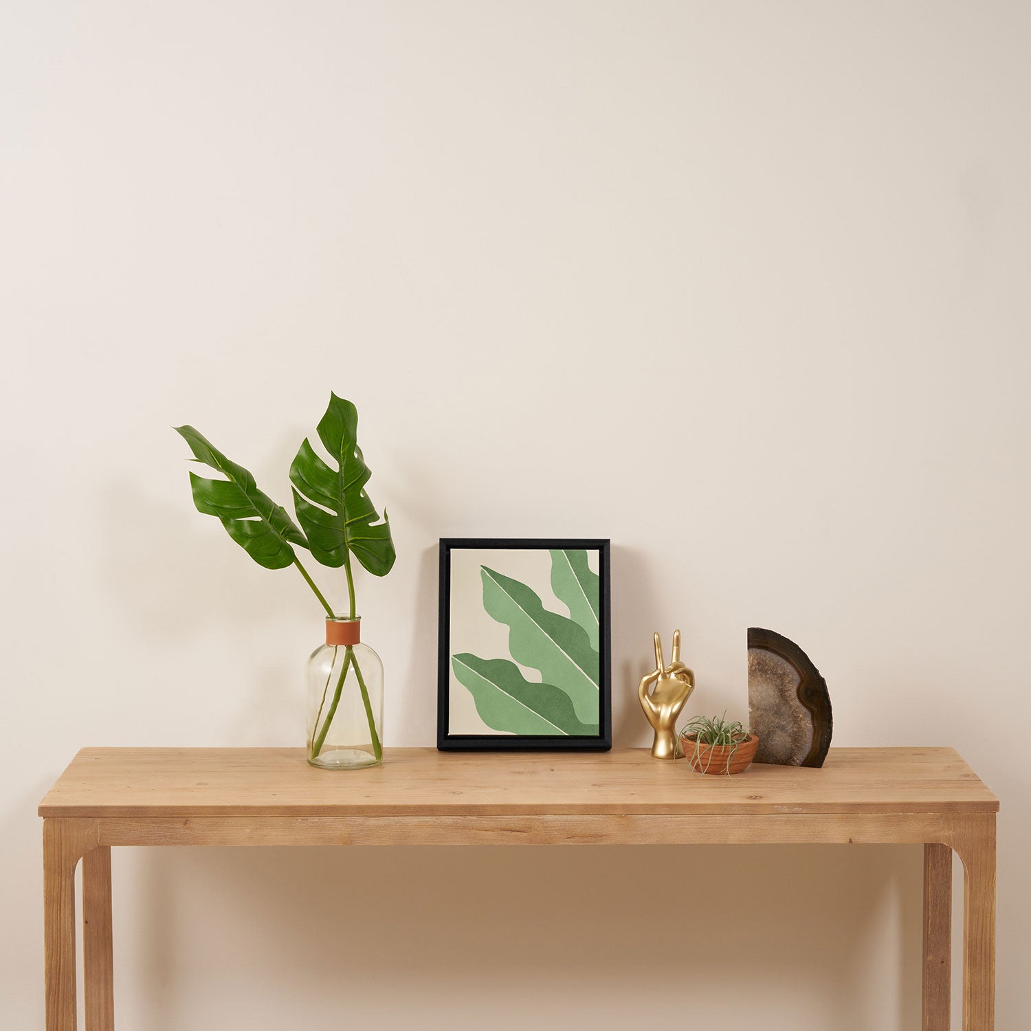 Color Block Abstract Leaf - Green Framed Canvas Print Gallery Image 4