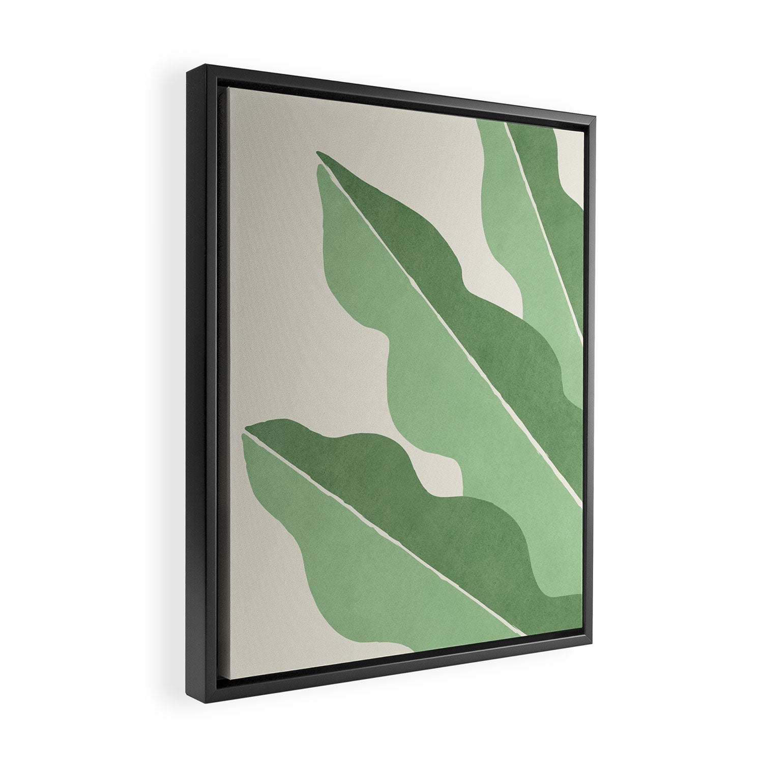 Color Block Abstract Leaf - Green Framed Canvas Print Gallery Image 2