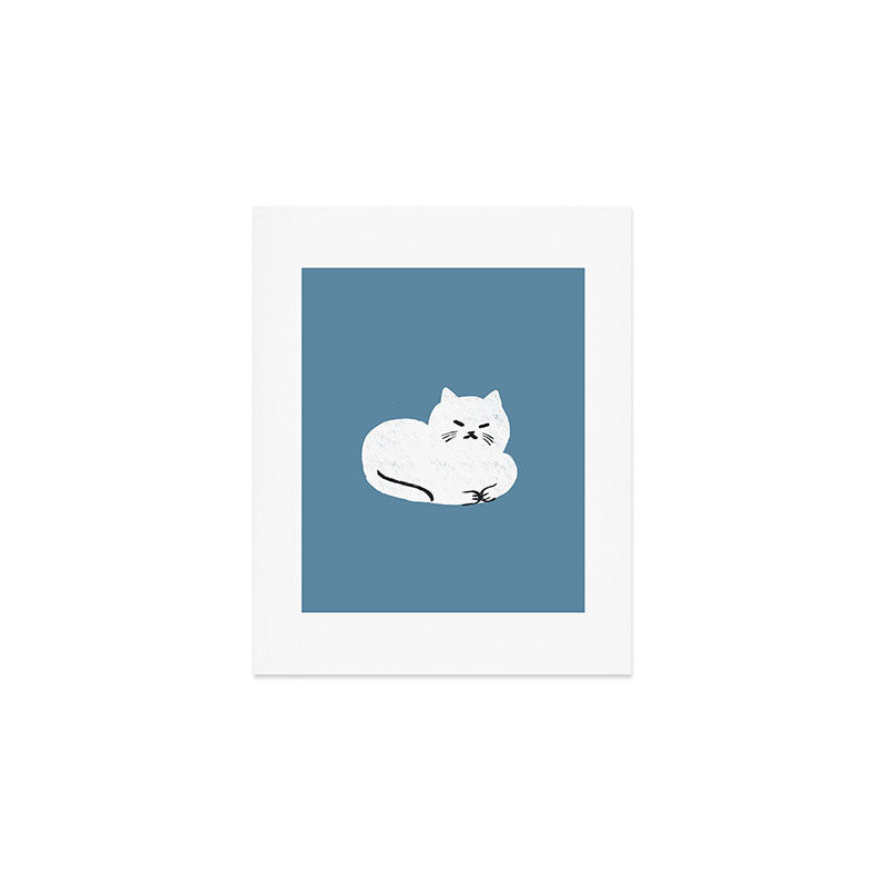 Comfy Cat WarmBlue Art Print Gallery Image 1