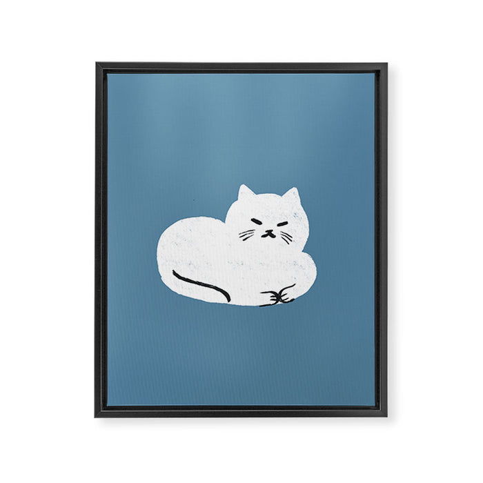 Comfy Cat WarmBlue Framed Canvas Print Gallery Image 1
