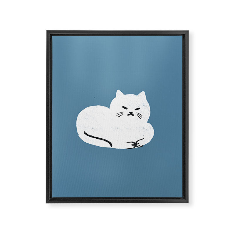 Comfy Cat WarmBlue Framed Canvas Print Gallery Image 8