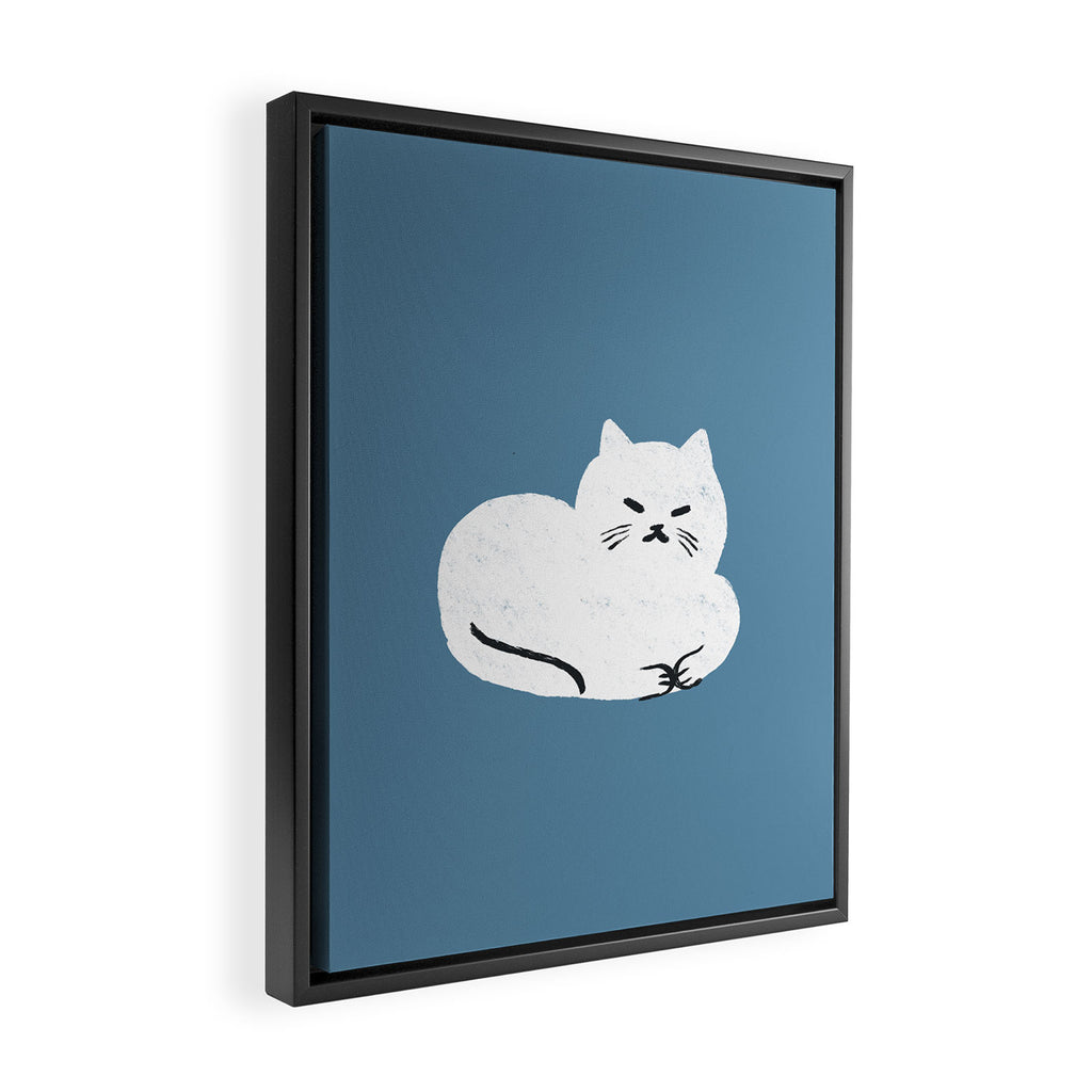 Comfy Cat WarmBlue Framed Canvas Print Gallery Image 2
