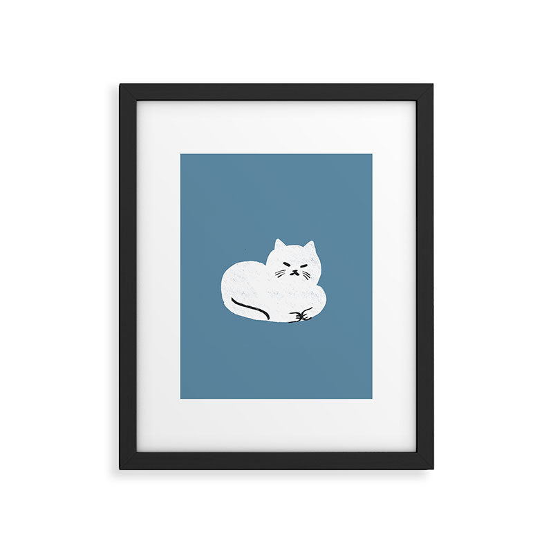 Comfy Cat WarmBlue Framed Art Print Gallery Image 6