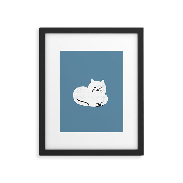 Comfy Cat WarmBlue Framed Art Print Gallery Image 1