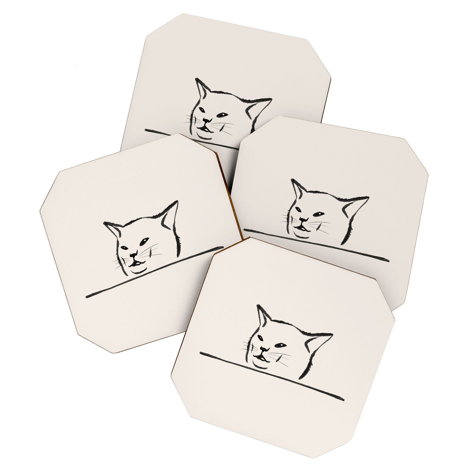 Confused cat meme drawing Coaster Gallery Image 1
