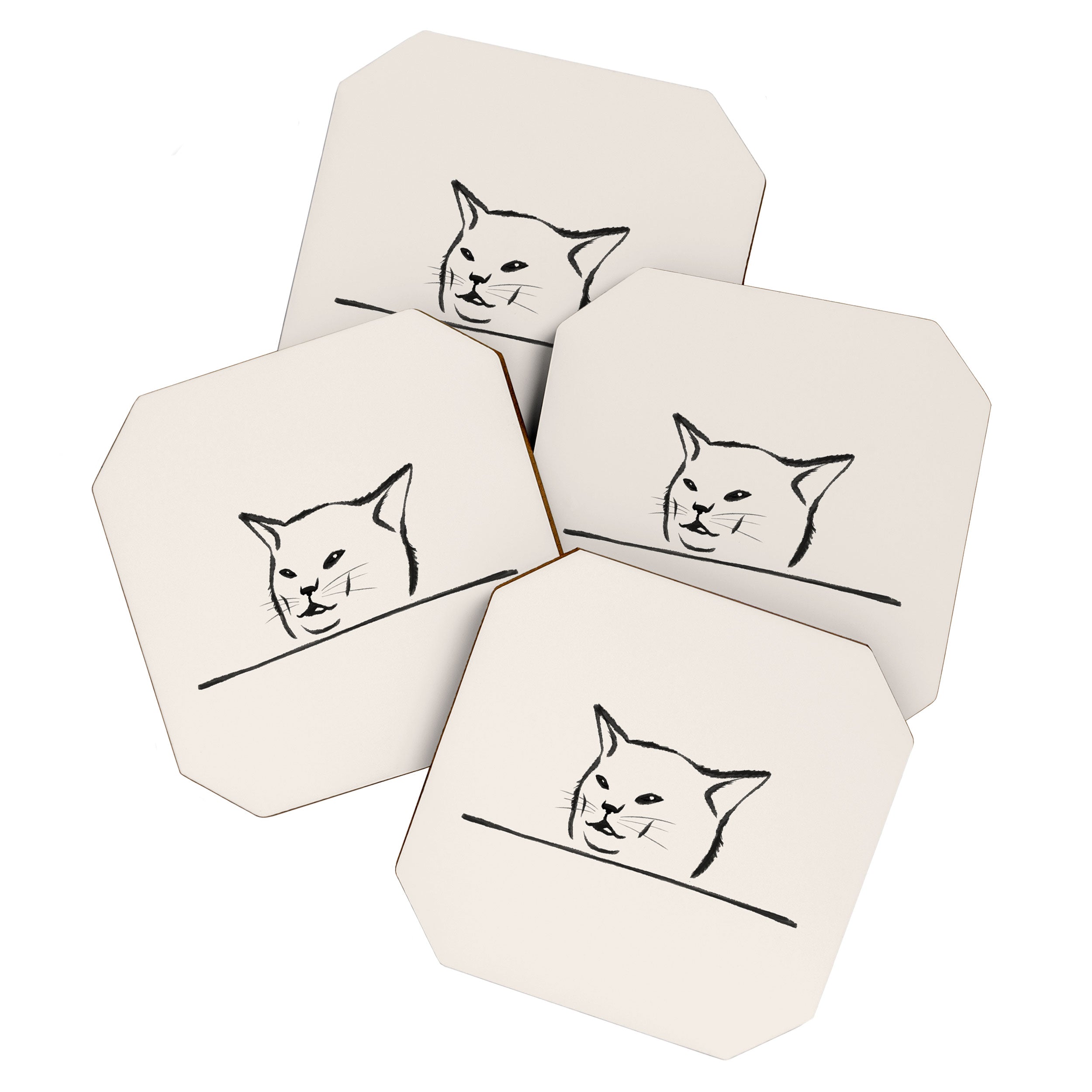 Confused cat meme drawing Coaster Gallery Image 1