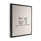 Confused cat meme drawing Framed Canvas Print Gallery Image 2