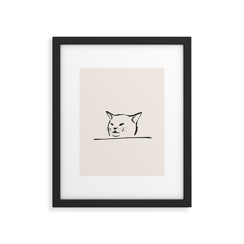 Confused cat meme drawing Framed Art Print Gallery Image 6