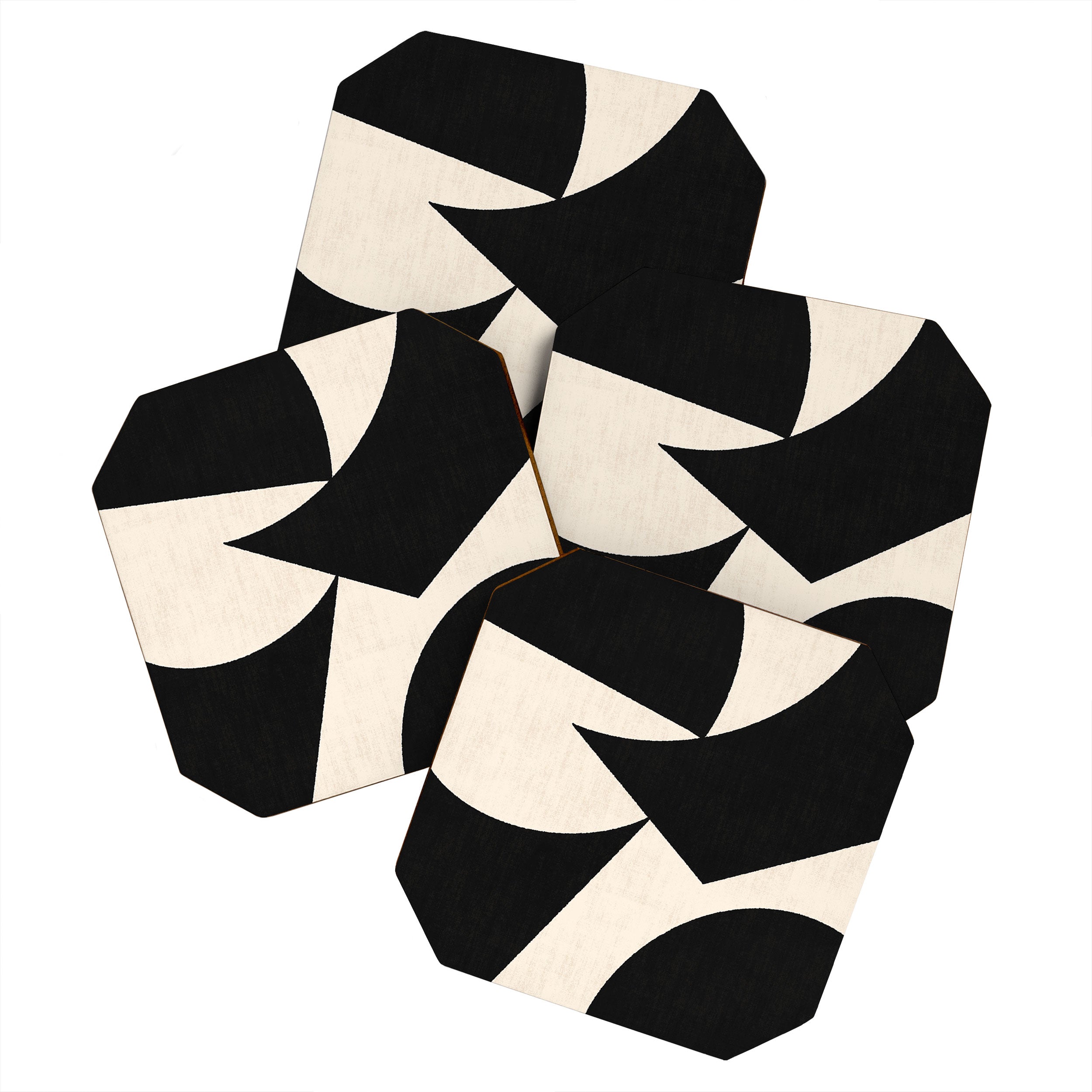 Cut-out Abstract Modern Shapes - black Coaster Gallery Image 1