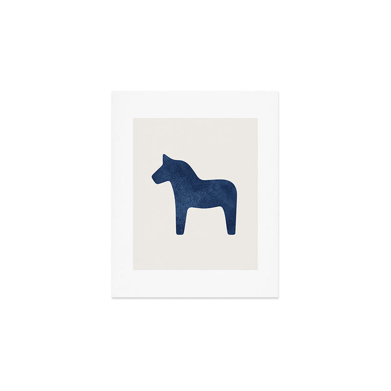 Dala Horse - Navy Blue Art Print Gallery Image 1