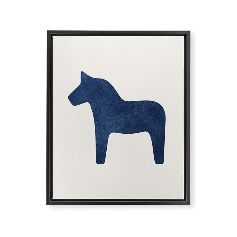 Dala Horse - Navy Blue Framed Canvas Print Gallery Image 6