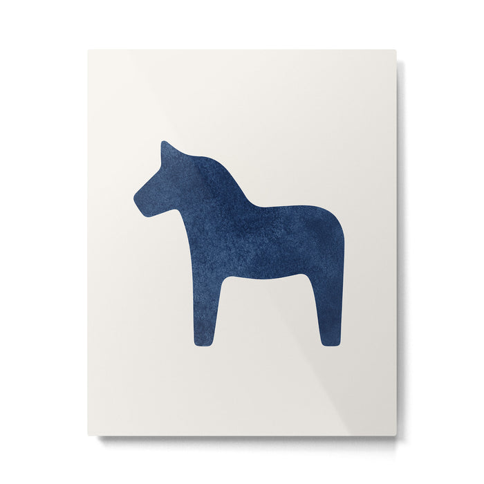 Dala Horse - Navy Blue Metal Print Gallery Image 1