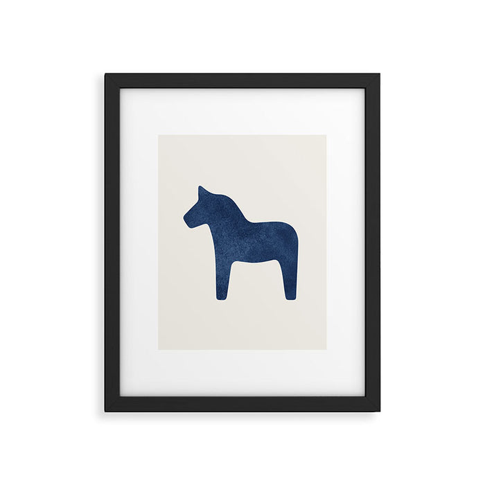 Dala Horse - Navy Blue Framed Art Print Gallery Image 1