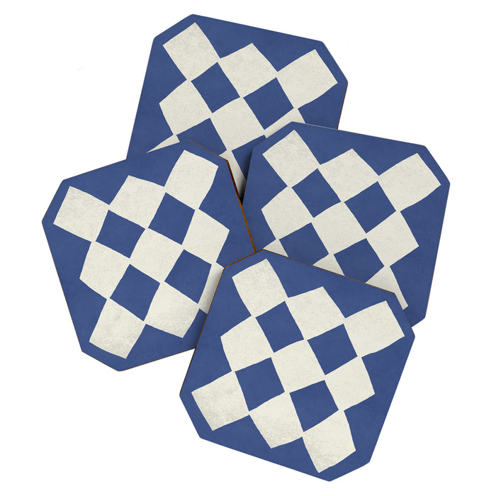 Diamond Pattern Abstract - Dark Blue Coaster Gallery Image 1