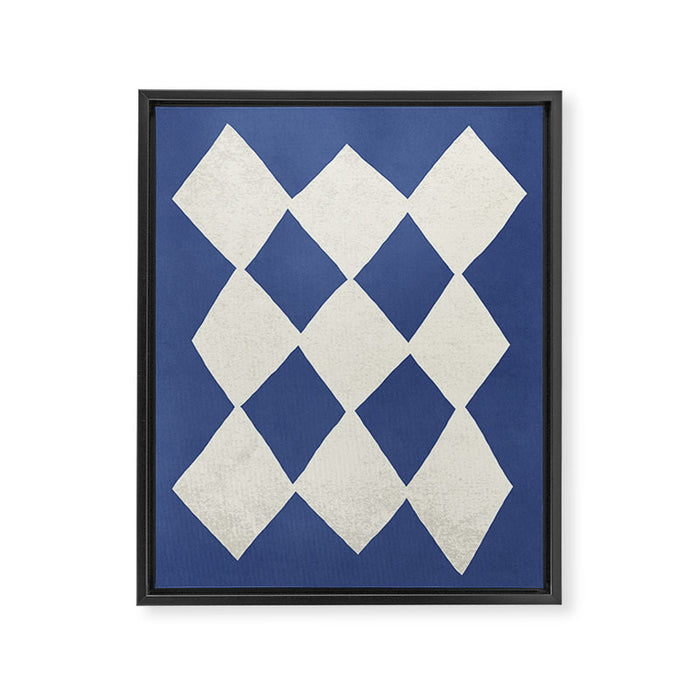 Diamond Pattern Abstract - Dark Blue Framed Canvas Print Gallery Image 1
